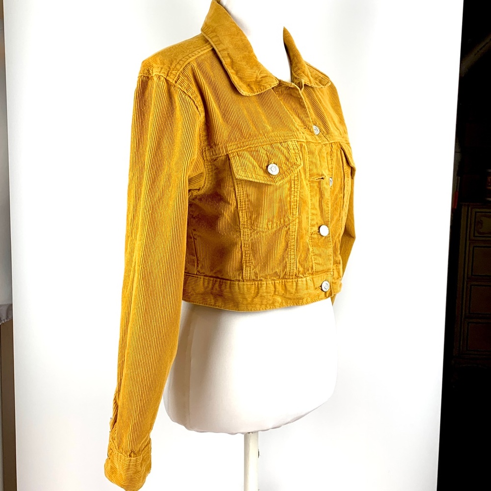 Pac Sun Los Angeles Gold Yellow Corduroy Cropped Long Sleeve Jacket size X-Small - Picture 5 of 15